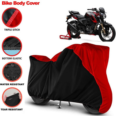 Grizzly Two Wheeler Cover for TVS(Apache RTR 200 4V, Black, Red)