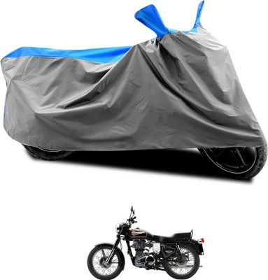 CODOKI Waterproof Two Wheeler Cover for Royal Enfield(Bullet 350 Twinspark, Grey, Blue)