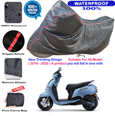 AutoGalaxy Waterproof Two Wheeler Cover for TVS(iQube Electric, Black, Red)