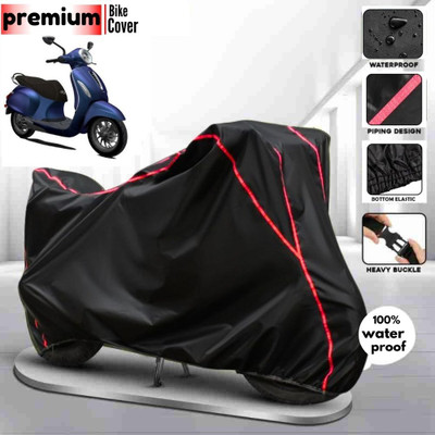 BOTAUTO Waterproof Two Wheeler Cover for Bajaj(Chetak, Black, Red)