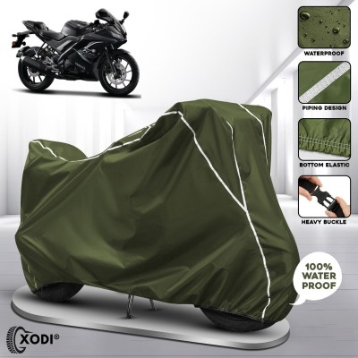 xodi Waterproof Two Wheeler Cover for Yamaha(R15, Green, White)