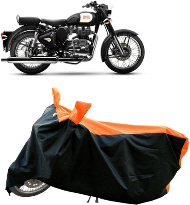 DeepShakshi AUTOMOTIVE Waterproof Two Wheeler Cover for Royal Enfield(Bullet 350 Twinspark, Orange)