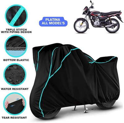 Shiv Kanha Waterproof Two Wheeler Cover for Bajaj(Platina, Black, Blue)