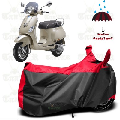 sowelar Waterproof Two Wheeler Cover for Vespa(Vespa, Black, Red)