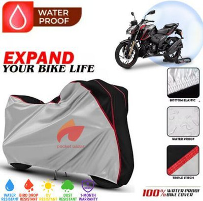 pocket bazar Waterproof Two Wheeler Cover for TVS(Apache RTR 200, Silver, Black)