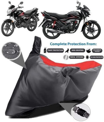 ZAQE Two Wheeler Cover for Honda(CB Shine, Grey, Red)