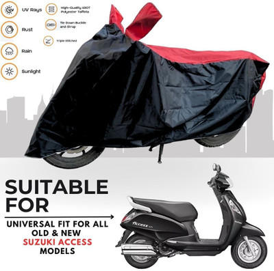 MADAFIYA Two Wheeler Cover for Suzuki(New Access 125, Black, Red)