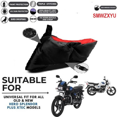 smwzxyu Waterproof Two Wheeler Cover for Hero(Splendor Plus, Black, Red)