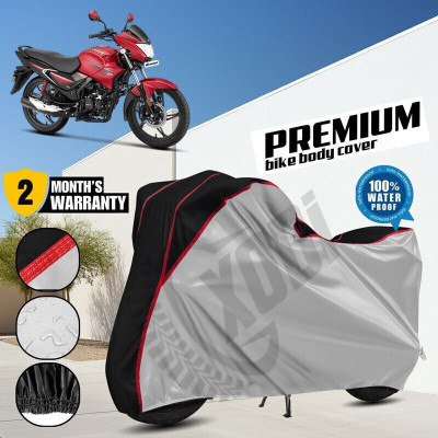 xodi Waterproof Two Wheeler Cover for Hero(Glamour BS6, Silver, Black)