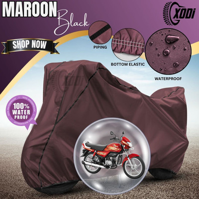 xodi Waterproof Two Wheeler Cover for Hero(HF Deluxe BS6, Maroon, Black)