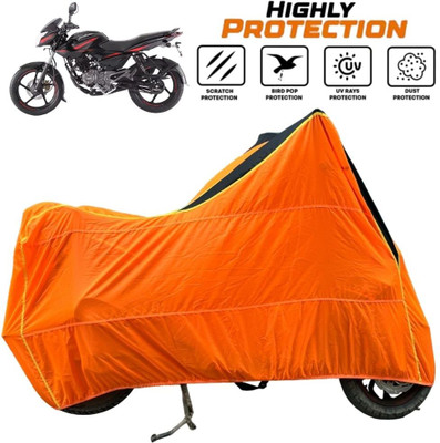 ZAQE Waterproof Two Wheeler Cover for Bajaj(Pulsar 135 BS6, Black, Orange)