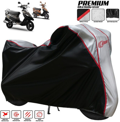xodi Two Wheeler Cover for TVS(Scooty Pep+, Silver, Black)