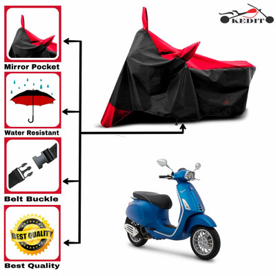 AASHTIK MART Two Wheeler Cover for Vespa(Vespa VXL 125, Red, Black)