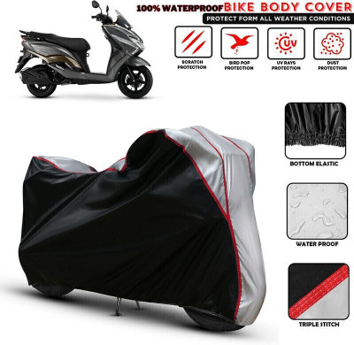 Shiv Kanha Waterproof Two Wheeler Cover for Suzuki(Burgman Street 125, Black, Silver)