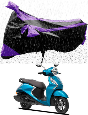 Mdstar Waterproof Two Wheeler Cover for Yamaha(Fascino 125, Purple, Black)