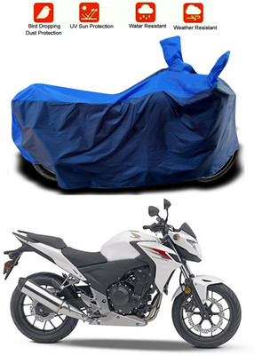 Mdstar Waterproof Two Wheeler Cover for Honda(CB500F, Blue, Blue)