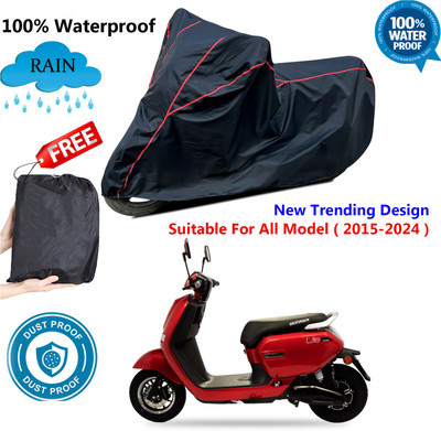 AUTOCAD Waterproof Two Wheeler Cover for Okinawa(Lite, Black, Red)