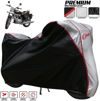xodi Waterproof Two Wheeler Cover for Royal Enfield(Bullet 350 Twinspark, Silver, Black)