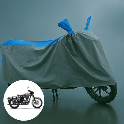 PAGORA Waterproof Two Wheeler Cover for Royal Enfield(Classic 500, Grey, Blue)