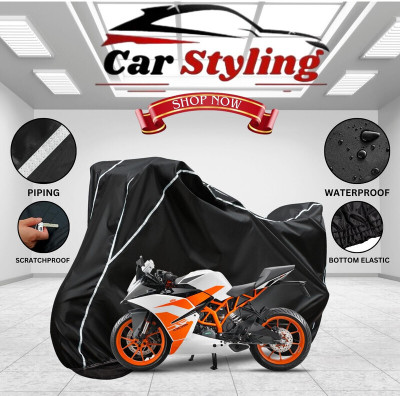OliverX Waterproof Two Wheeler Cover for KTM(RC 200 BS6, Black, White)