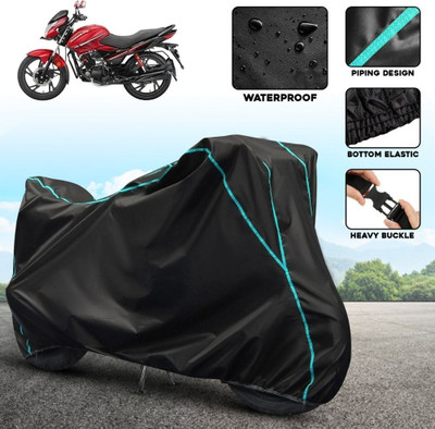 AUTOCAD Waterproof Two Wheeler Cover for Hero(Glamour FI, Black, Blue)