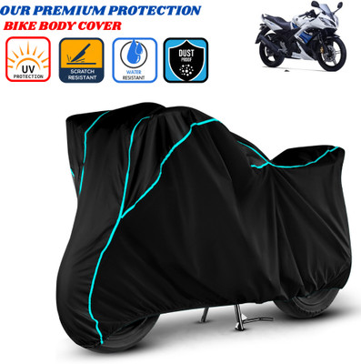 Delphinium Waterproof Two Wheeler Cover for Yamaha(R15S, Black)