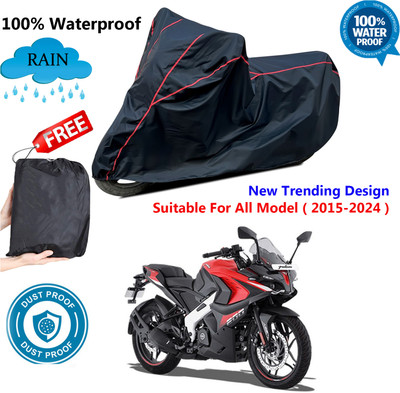 AutoGalaxy Waterproof Two Wheeler Cover for Bajaj(Pulsar RS200 BS6, Black, Red)
