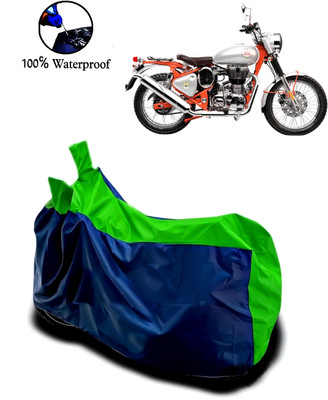 Autofly Waterproof Two Wheeler Cover for Royal Enfield(Bullet Trials 500, Blue, Green)