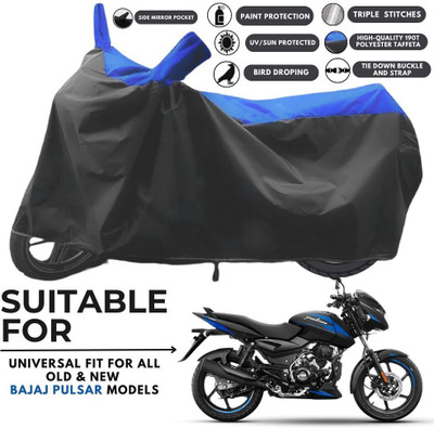 MADAFIYA Two Wheeler Cover for Bajaj(Pulsar 125, Black, Blue)