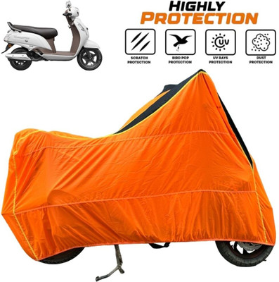 ZAQE Waterproof Two Wheeler Cover for Suzuki(Access, Black, Orange)