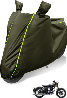 Auto Hub Waterproof Two Wheeler Cover for Royal Enfield(Battle Green, Green)