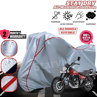 Starvin Waterproof Two Wheeler Cover for Bajaj(Avenger, Silver, Red)