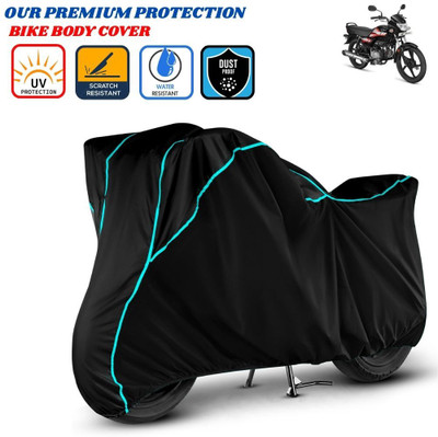 Delphinium Waterproof Two Wheeler Cover for Hero(HF Deluxe, Black, Blue)