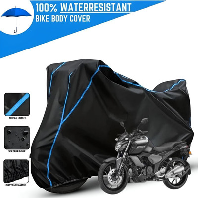 OliverX Waterproof Two Wheeler Cover for Yamaha(FZ, Black, Blue)