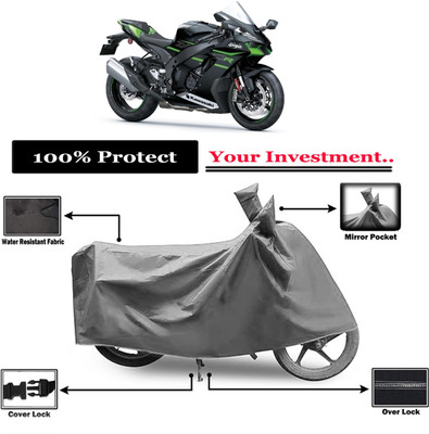 Amexride Two Wheeler Cover for Kawasaki(Ninja ZX 10R BS6, Grey)