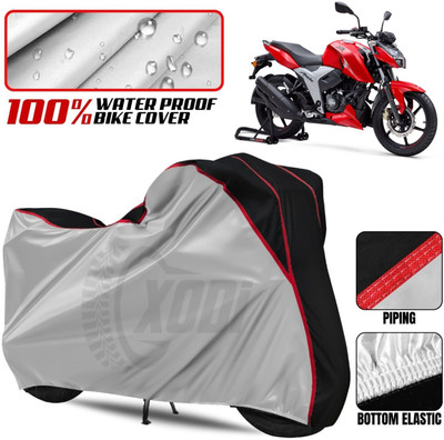 xodi Waterproof Two Wheeler Cover for TVS(Apache RTR 160 4V, Silver, Black)