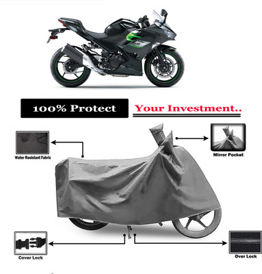 Amexride Two Wheeler Cover for Kawasaki(Ninja 400 BS6, Grey)