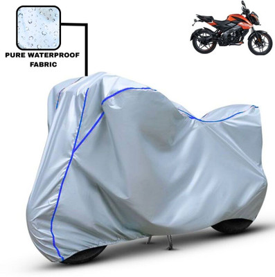 Delphinium Waterproof Two Wheeler Cover for Bajaj(Pulsar NS125, Silver, Blue)