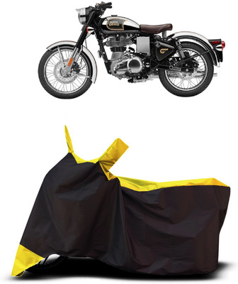VESMEI Two Wheeler Cover for Royal Enfield(Classic Stealth Black BS6, Yellow)