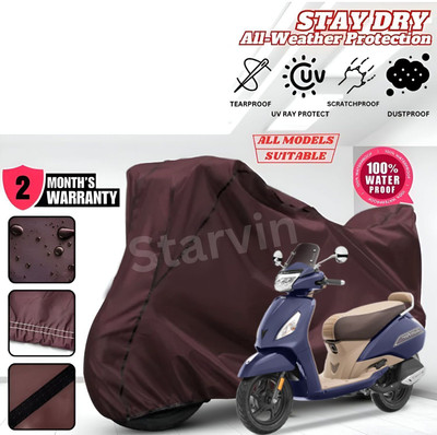 Starvin Waterproof Two Wheeler Cover for TVS(Jupiter, Brown, Black)