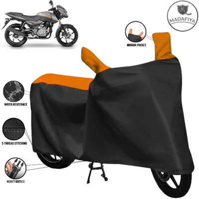 MADAFIYA Waterproof Two Wheeler Cover for Bajaj(Pulsar 180, Black, Orange)