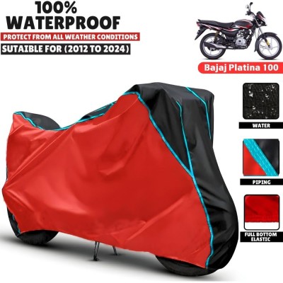 CAROXON Waterproof Two Wheeler Cover for Bajaj(Platina 100, Black, Red)