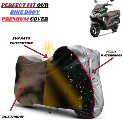 kerwa Waterproof Two Wheeler Cover for Suzuki(Burgman Street, Black, Silver)