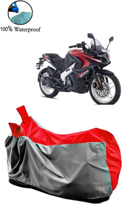 Autofly Waterproof Two Wheeler Cover for Bajaj(Pulsar 200, Grey, Red)