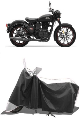 SUGASHRI Waterproof Two Wheeler Cover for Royal Enfield(Classic Stealth Black, White, Black)