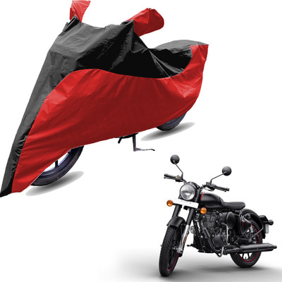 FurniGully Two Wheeler Cover for Royal Enfield(Bullet 350 New, Black, Red)
