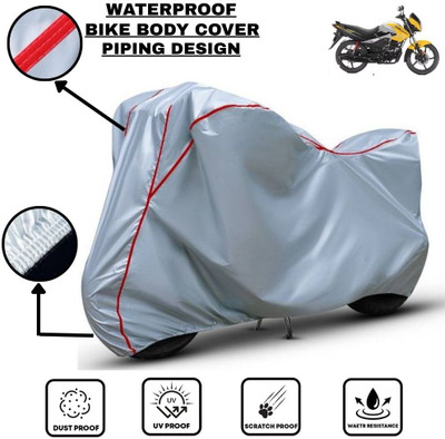 LE PRA Waterproof Two Wheeler Cover for Hero(Passion Pro, Silver, Red)
