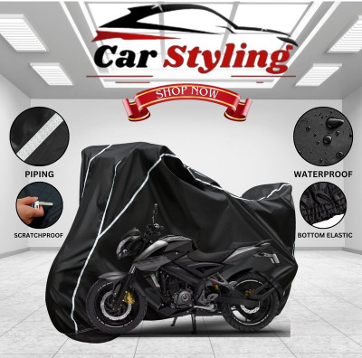 Car Styling Waterproof Two Wheeler Cover for Bajaj(Pulsar NS200 BS6, Black, White)