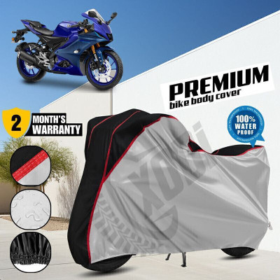 xodi Waterproof Two Wheeler Cover for Yamaha(R15, Silver, Black)