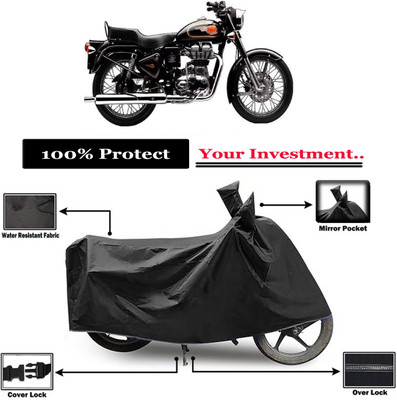 Amexride Two Wheeler Cover for Royal Enfield(Bullet 350 Twinspark, Black)